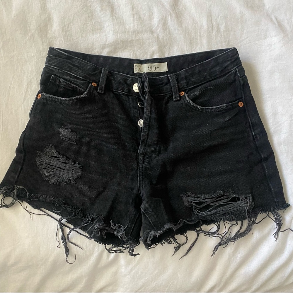 Topshop Black Denim Shorts